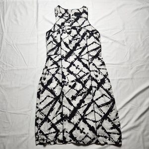 Cynthia Rowley Womens 4 Sleeveless Linen Tie Dye Racerback Dress White Black